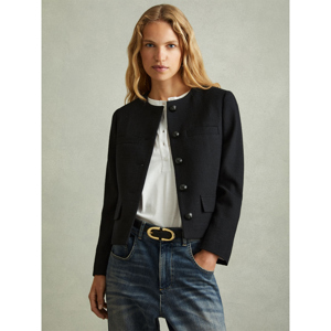 REISS NOLA Cropped Wool Single Breasted Jacket